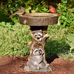 Garden Raccoon Birdbath Polyresin Antique Resin Bird Bath Home Garden Yard Garden Decoration Retro Outdoor Yard Decor Fountains