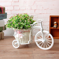 Rattan Bike Vase with Silk flowers Colorful Mini Rose flower Bouquet Daisy Artificial Flores For Home Wedding Decoration