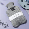 2000ml Hot Water Bottle Solid Color PVC Silicone Thermos Soft Knitted Cover Removable Washable Winter Hand Bed Warmer Supplies