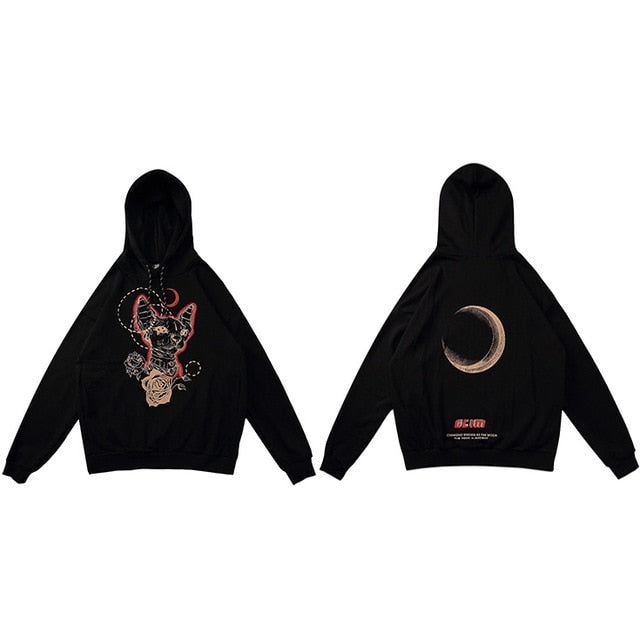 Hip Hop Hoodie Sweatshirt Bad Dog Rose Men Harajuku Streetwear Hooded Pullover Cotton Loose Hoodie Dark Moon Black | Vimost Shop.