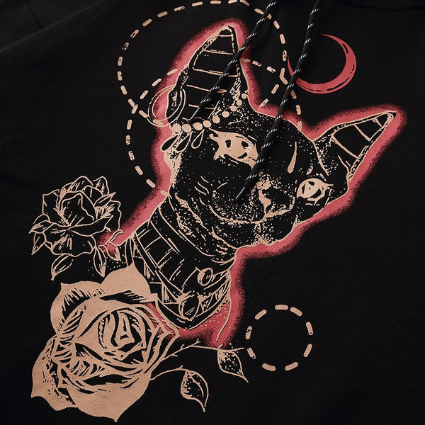Hip Hop Hoodie Sweatshirt Bad Dog Rose Men Harajuku Streetwear Hooded Pullover Cotton Loose Hoodie Dark Moon Black | Vimost Shop.