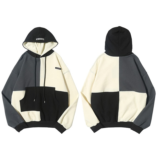 Hip Hop Hoodie Sweatshirt Color Block Patchwork Streetwear Hoodie Harajuku Men HipHop Oversize Hoodie Pullover Loose | Vimost Shop.