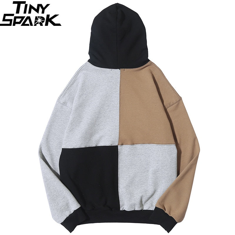 Hip Hop Hoodie Sweatshirt Color Block Patchwork Streetwear Hoodie Harajuku Men HipHop Oversize Hoodie Pullover Loose | Vimost Shop.