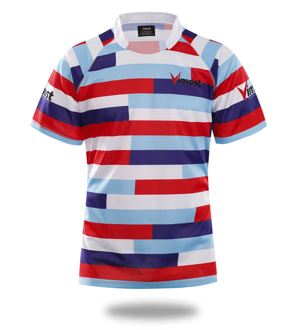 Sublimated Three Color stripes Design rugby Jersey | Vimost Shop.