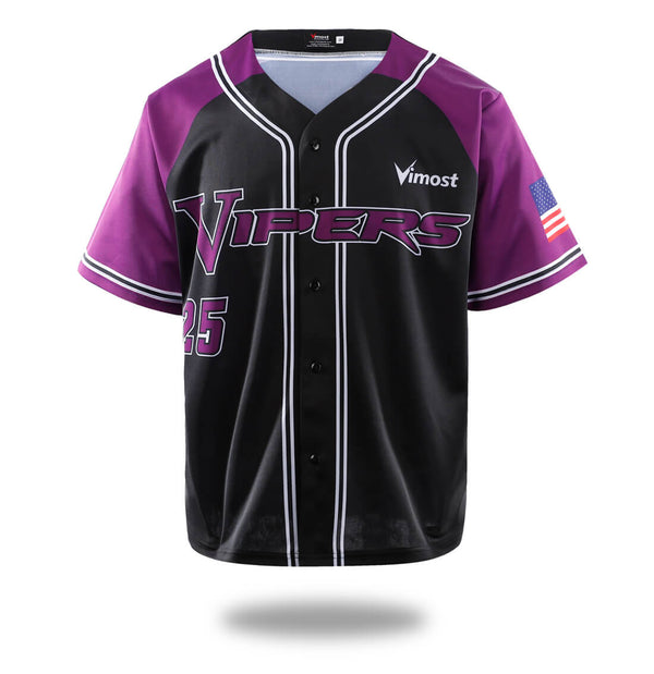 Vipers Black Purple Design Baseball Shirts | Vimost Shop.
