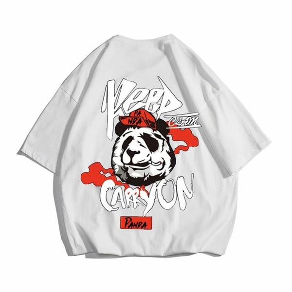 Hip hop tees shirt Panda print cotton short sleeve loose cool men T shirt casual o-neck Summer mens  Punk tshirt Fashion | Vimost Shop.