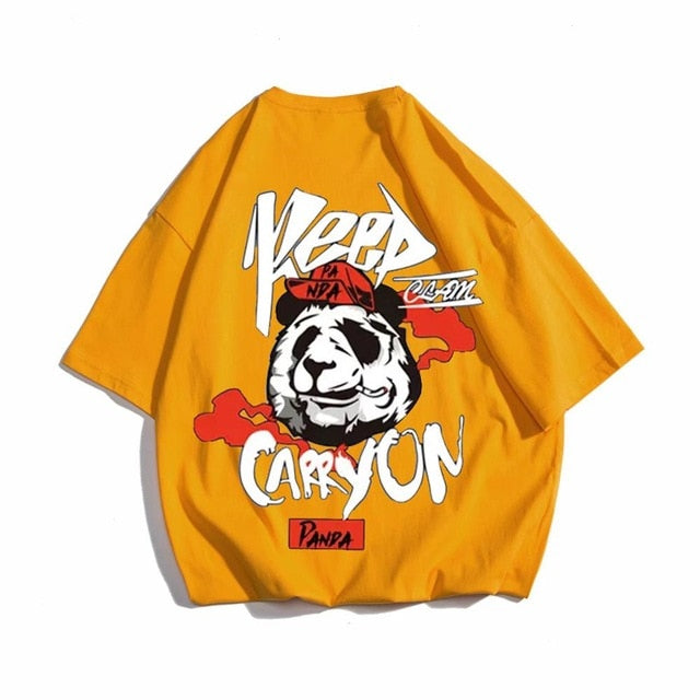 Hip hop tees shirt Panda print cotton short sleeve loose cool men T shirt casual o-neck Summer mens  Punk tshirt Fashion | Vimost Shop.