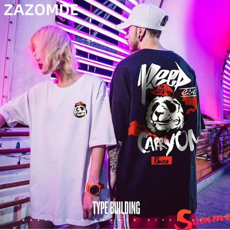 Hip hop tees shirt Panda print cotton short sleeve loose cool men T shirt casual o-neck Summer mens  Punk tshirt Fashion | Vimost Shop.