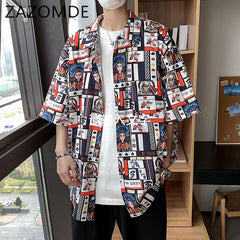 New Graffiti Pattern Mens Shirt Tops Playing Cards Printed Male Blouse Casual Half Sleeve Summer Floral Shirts | Vimost Shop.