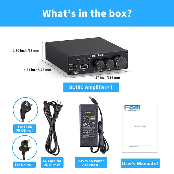 Audio BL20C Bluetooth Stereo Audio Receiver Amplifier 2.1 Mini HiFi Class D Amp U-Disk Player For Passive Speaker 160W x2 - Vimost Shop