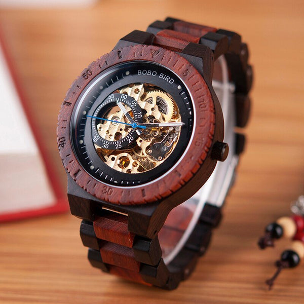 Automatic Mechanical Watches Male Luxury Wooden Men Watch Gift for Dad relogio masculino de luxo Christmas gift - Vimost Shop