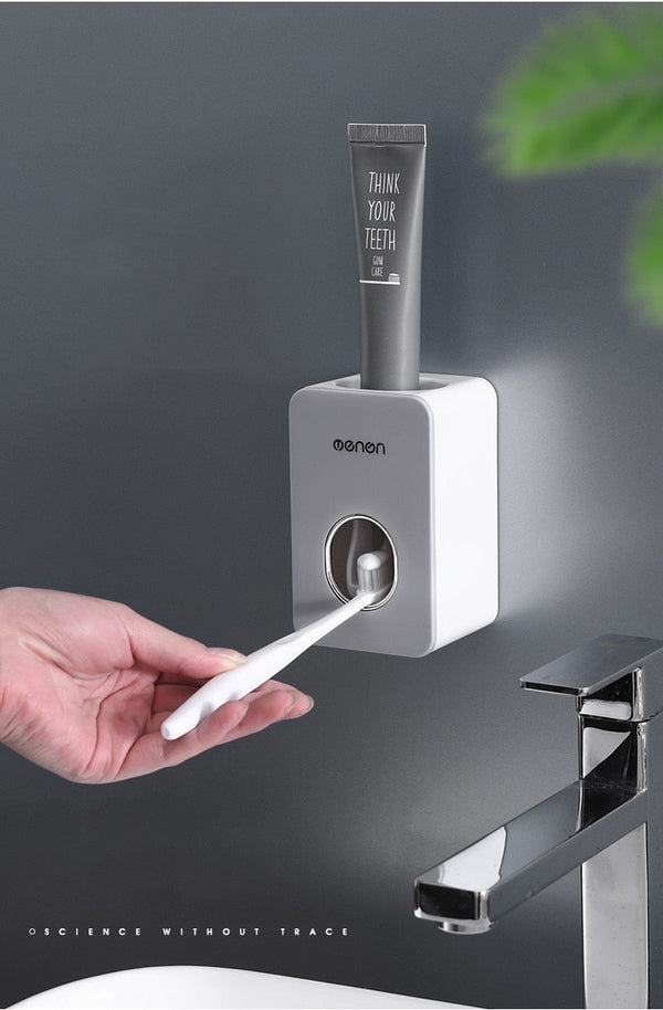 Automatic Toothpaste Dispenser Dust-proof Toothbrush Holder Toothpaste Squeezers Tooth Wall Mount Stand Bathroom Accessories Set - Vimost Shop