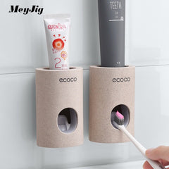 Automatic Toothpaste Dispenser Dust-proof Toothbrush Holder Toothpaste Squeezers Tooth Wall Mount Stand Bathroom Accessories Set
