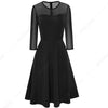 Autumn Classic Black Elegant vetidos Retro Sexy see-through party A-Line dress - Vimost Shop