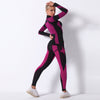 Autumn Color Patchwork Yoga Set Women Gym Clothes Fitness Long Sleeve Top Leggings Suit Push Up Workout New Tracksuit - Vimost Shop
