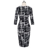 Autumn Elegant Printed Patchwork Dresses Business Bodycon Fitted Women Office Dress - Vimost Shop