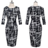 Autumn Elegant Printed Patchwork Dresses Business Bodycon Fitted Women Office Dress - Vimost Shop