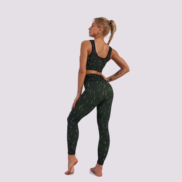 Autumn Fluorescence Seamless Yoga Suit Fashion Workout Push Up Gym Fitness Tracksuit Tank Crop Top Leggings Two Piece Set Outfit - Vimost Shop