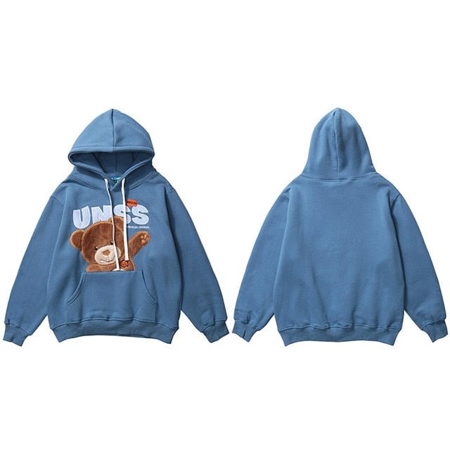 Autumn Hip Hop Hoodie Streetwear Hairy Bear Men Harajuku Hoodie Sweatshirt Black Loose Hooded Pullover Cotton Fleece Winter - Vimost Shop