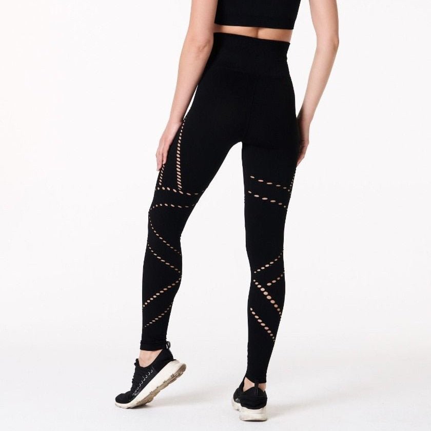 Autumn Hollow Out Yoga Pants Fashion Gym Fitness High Waist Leggings Workout Push Up Sports Trousers Breathable Energy Pants - Vimost Shop