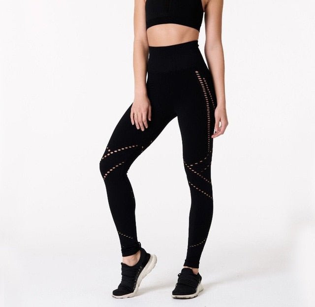 Autumn Hollow Out Yoga Pants Fashion Gym Fitness High Waist Leggings Workout Push Up Sports Trousers Breathable Energy Pants - Vimost Shop