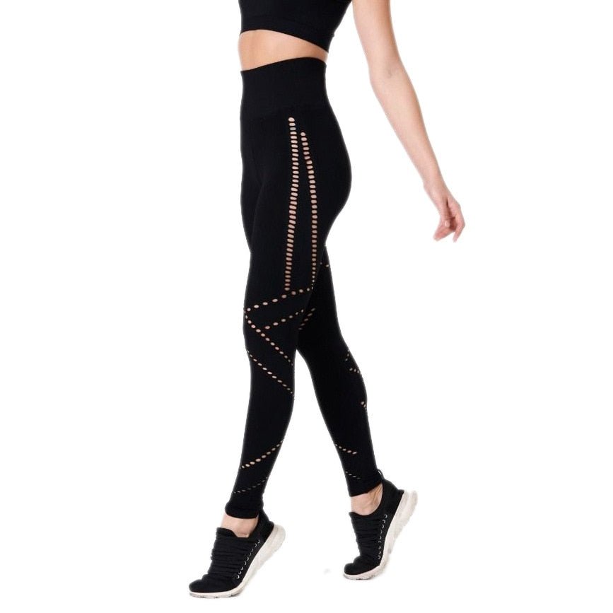 Autumn Hollow Out Yoga Pants Fashion Gym Fitness High Waist Leggings Workout Push Up Sports Trousers Breathable Energy Pants - Vimost Shop