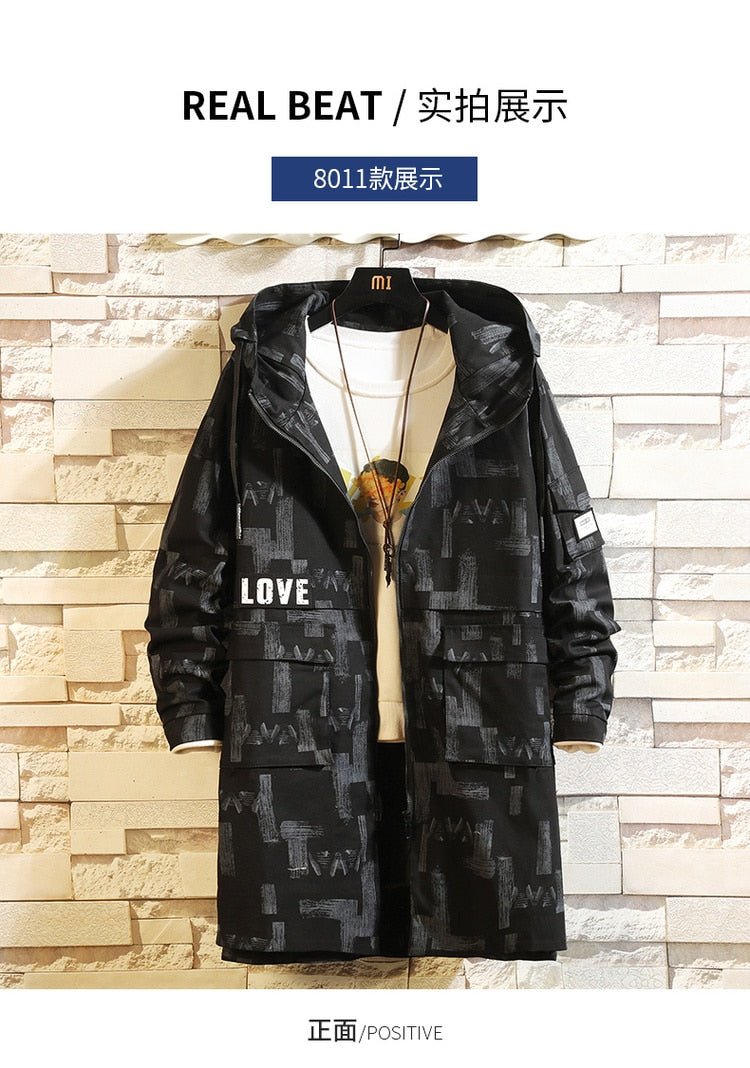 Autumn Oversized Long Trench Coat Men Black Hip Hop Military Loose Jacket Male Army Streetwear Japanese Windproof Casual Jackets - Vimost Shop