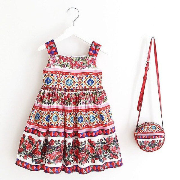 Baby Girls Dress Summer Brand Kids Clothes Toddler Dress with Bag Robe Enfant Christmas Dress - Vimost Shop