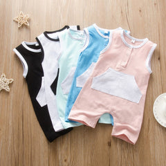 Baby Romper Summer Cotton Casual Infant Boys Jumpsuits Sleeveless pocket Newborns Girls Clothing Baby Costume - Vimost Shop