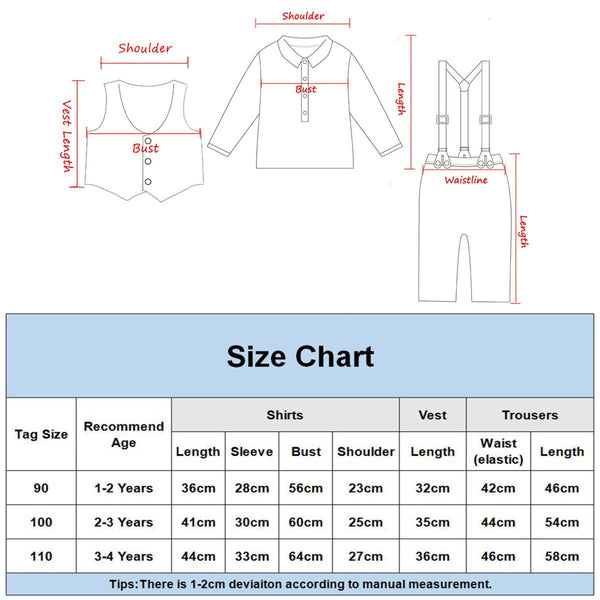 Baby Suit Infant Formal Outfit Newborn Gentleman Long Sleeve Overalls Toddler Birthday Wedding Party Gift Costume 4PCS - Vimost Shop