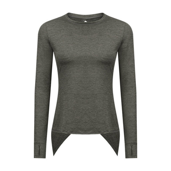 Back Open Long Sleeve Training Fitness Yoga Shirts Women Crew Neck Quick Dry Workout Sport Pullover with Thumb Hole - Vimost Shop