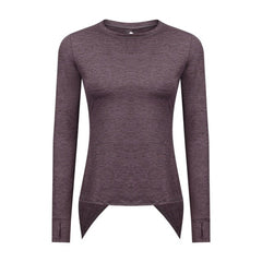 Back Open Long Sleeve Training Fitness Yoga Shirts Women Crew Neck Quick Dry Workout Sport Pullover with Thumb Hole - Vimost Shop