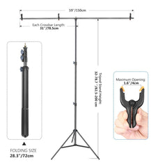 Backdrop Stand T-Shape Background Backdrops Support Kit: Adjustable Tripod Stand; Crossbar for Photo Studio, Photography - Vimost Shop