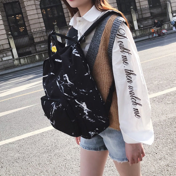 Backpack Large Capacity Marble Female Unisex Women Canvas Backpacks for Teenager Girls Bags Rucksack School Bag Mochila - Vimost Shop