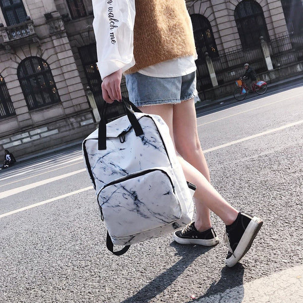 Backpack Large Capacity Marble Female Unisex Women Canvas Backpacks for Teenager Girls Bags Rucksack School Bag Mochila - Vimost Shop