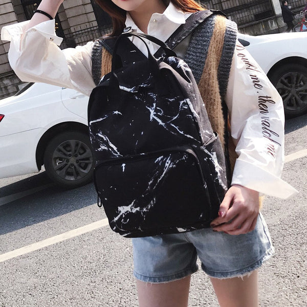 Backpack Large Capacity Marble Female Unisex Women Canvas Backpacks for Teenager Girls Bags Rucksack School Bag Mochila - Vimost Shop