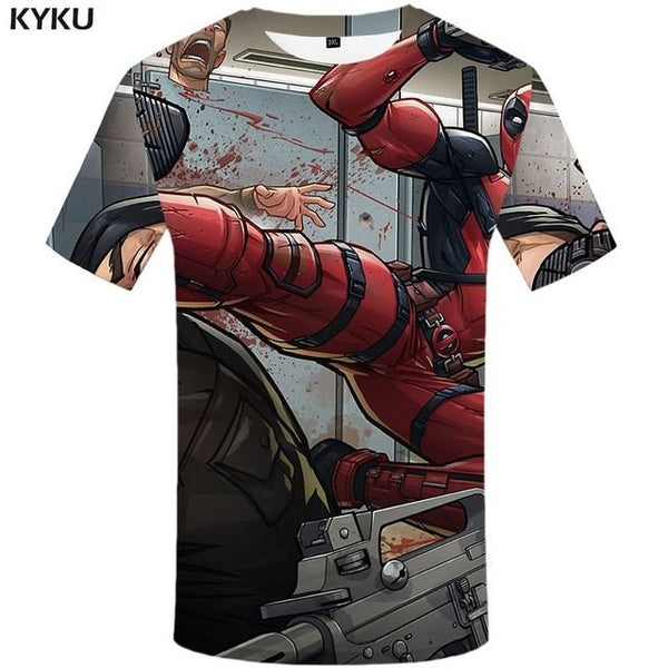 Badass Deadpool T shirt Men Blood T-shirts 3d Red Shirt Print War Anime Clothes Gothic Tshirt Printed - Vimost Shop