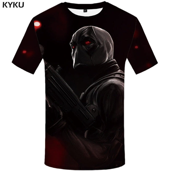 Badass Deadpool T shirt Men Blood T-shirts 3d Red Shirt Print War Anime Clothes Gothic Tshirt Printed - Vimost Shop