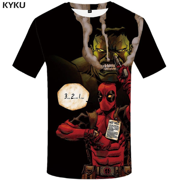 Badass Deadpool T shirt Men Blood T-shirts 3d Red Shirt Print War Anime Clothes Gothic Tshirt Printed - Vimost Shop