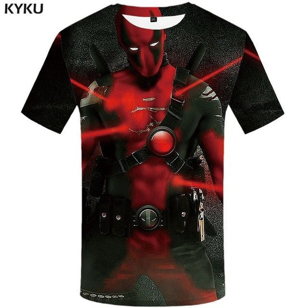 Badass Deadpool T shirt Men Blood T-shirts 3d Red Shirt Print War Anime Clothes Gothic Tshirt Printed - Vimost Shop