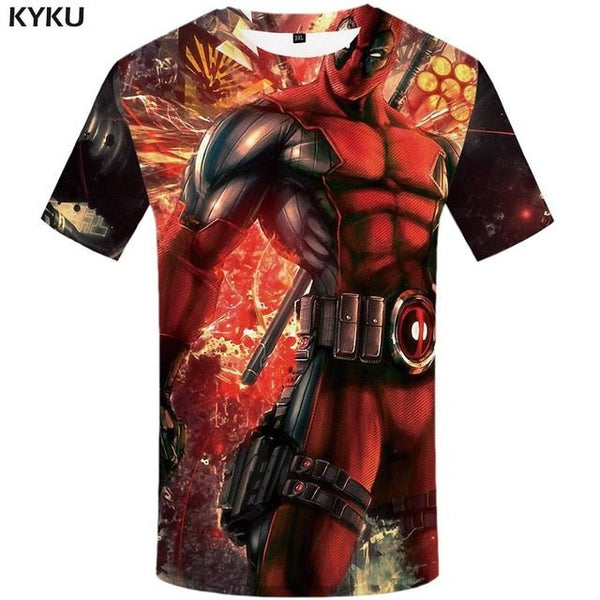 Badass Deadpool T shirt Men Blood T-shirts 3d Red Shirt Print War Anime Clothes Gothic Tshirt Printed - Vimost Shop