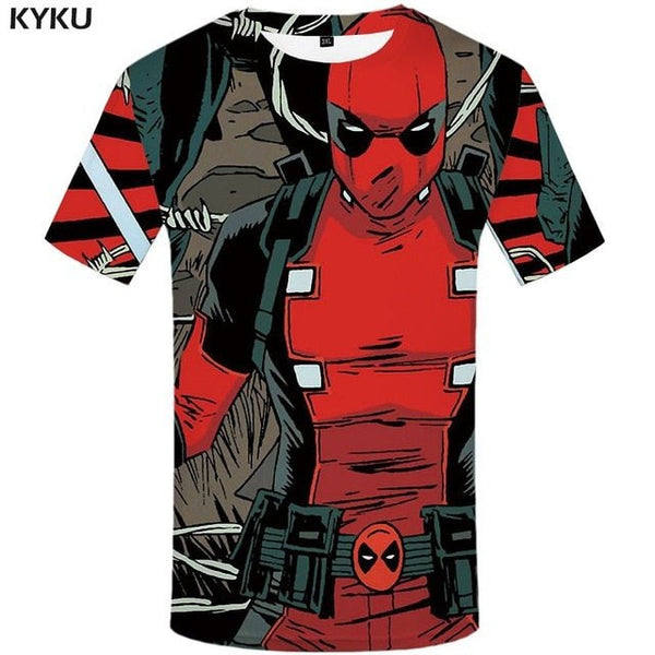 Badass Deadpool T shirt Men Blood T-shirts 3d Red Shirt Print War Anime Clothes Gothic Tshirt Printed - Vimost Shop