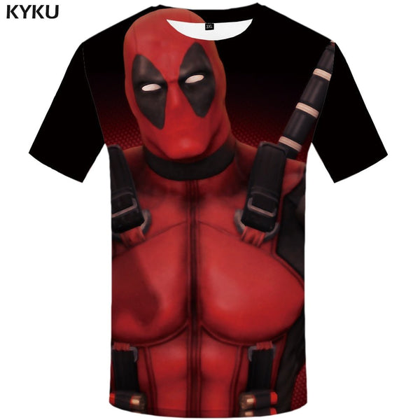 Badass Deadpool T shirt Men Blood T-shirts 3d Red Shirt Print War Anime Clothes Gothic Tshirt Printed - Vimost Shop