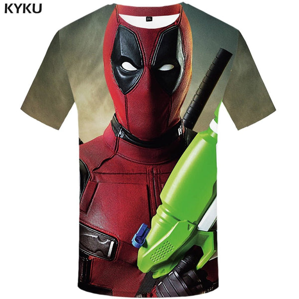 Badass Deadpool T shirt Men Blood T-shirts 3d Red Shirt Print War Anime Clothes Gothic Tshirt Printed - Vimost Shop