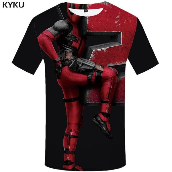 Badass Deadpool T shirt Men Blood T-shirts 3d Red Shirt Print War Anime Clothes Gothic Tshirt Printed - Vimost Shop