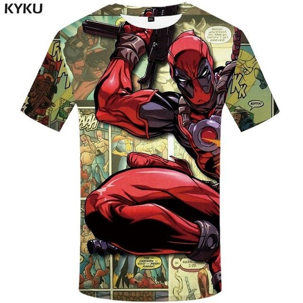 Badass Deadpool T shirt Men Blood T-shirts 3d Red Shirt Print War Anime Clothes Gothic Tshirt Printed - Vimost Shop