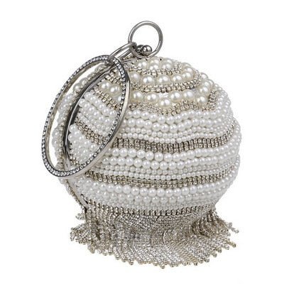 Ball Diamond Tassel Women Party Metal Crystal Clutches Evening Wedding Bag Bridal Shoulder Handbag Wristlets Clutch - Vimost Shop