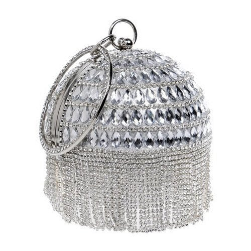 Ball Diamond Tassel Women Party Metal Crystal Clutches Evening Wedding Bag Bridal Shoulder Handbag Wristlets Clutch - Vimost Shop