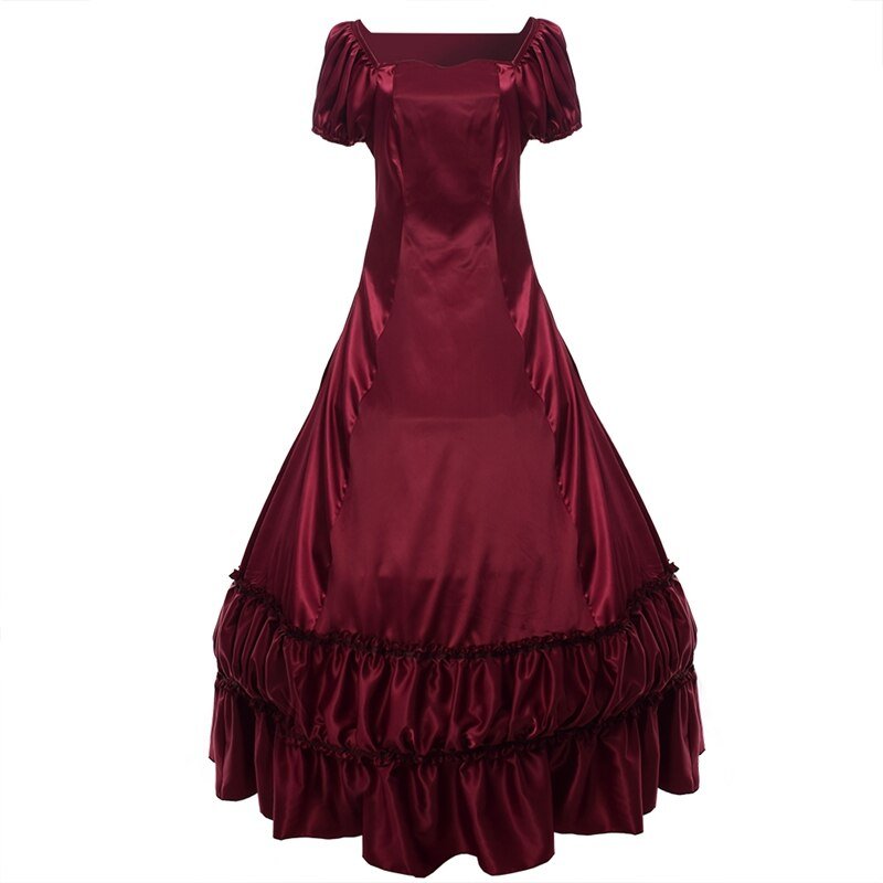 Ball Gowns Women Lolita Victorian Dress Retro Vintage Colonial Civil War Gothic Satin Evening Party Dresses - Vimost Shop