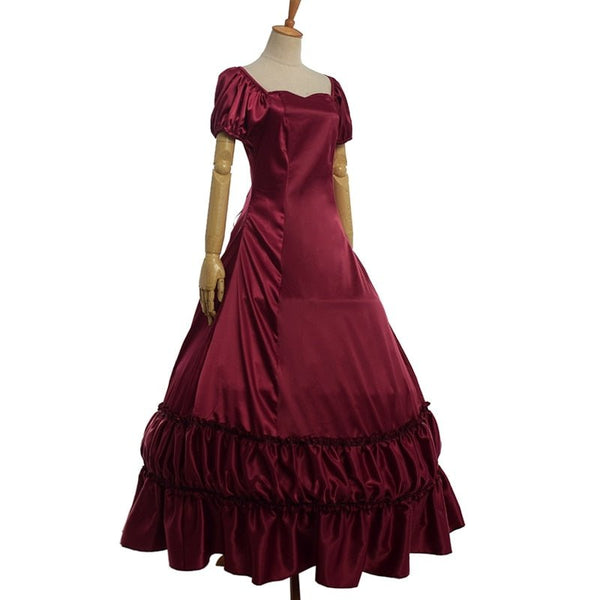 Ball Gowns Women Lolita Victorian Dress Retro Vintage Colonial Civil War Gothic Satin Evening Party Dresses - Vimost Shop
